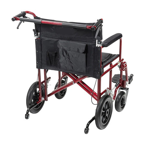 Drive Medical Bariatric Aluminum Transport Chair – 22" Seat, Flat-Free Wheels, 450 lb
