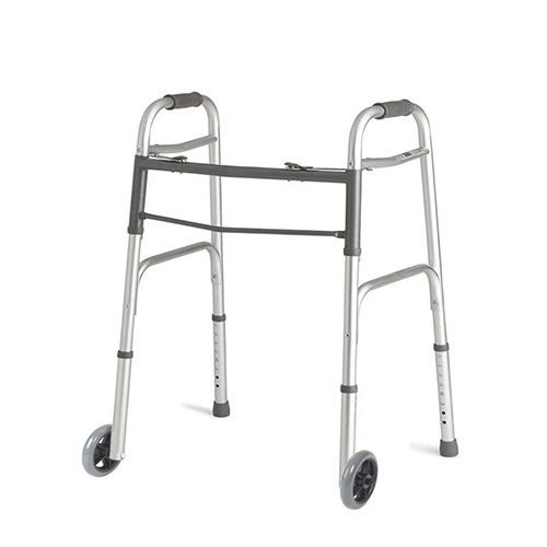 Junior Folding Walker – 300 lb, Height 24.5"–29", 5" Wheels, For Shorter Users