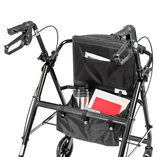 Walker Rollator with 6" Wheels & Fold-Up Back Support – 300 lb, 13 lb, Black