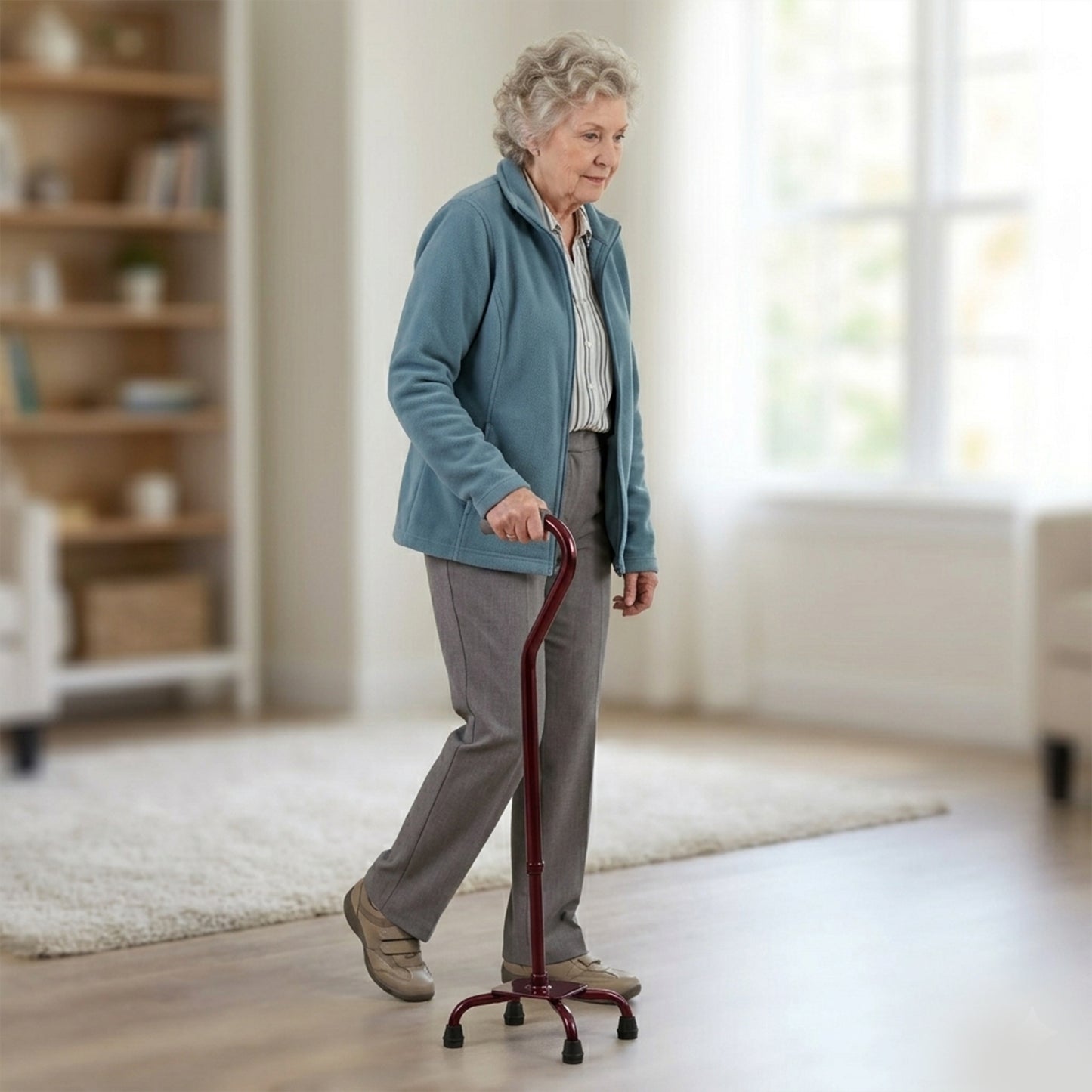 Adjustable 4 legged cane for adults