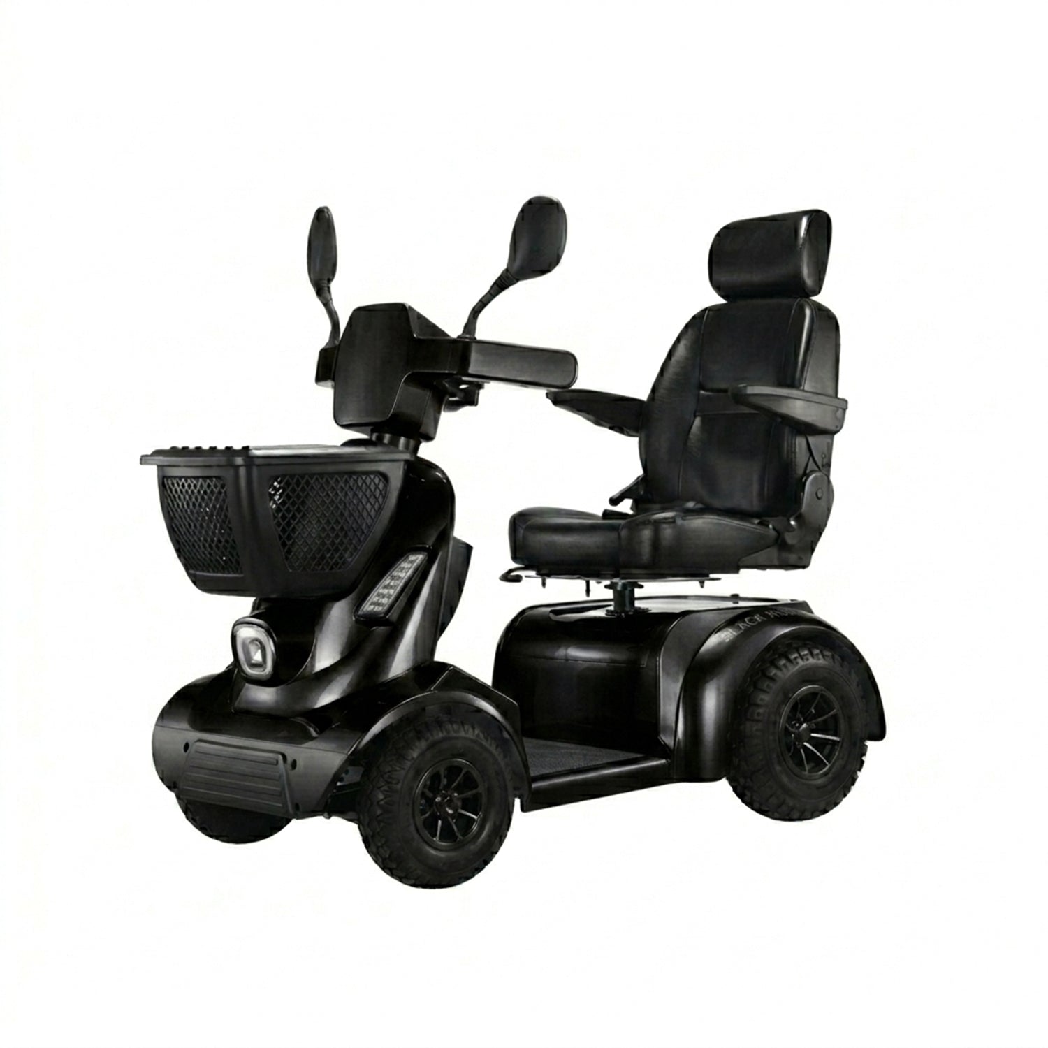 Black mobility scooter on a white background