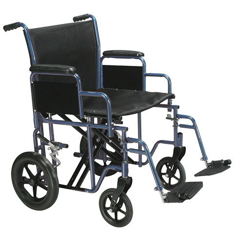 Drive Medical Bariatric Heavy Duty Transport Chair – Swing Away Footrest, 20" Seat, 450 lb, Blue