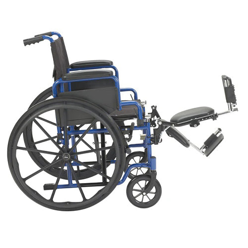 Drive Medical Blue Streak Wheelchair – Flip Back Desk Arms, Elevating Leg Rests, 16" Seat