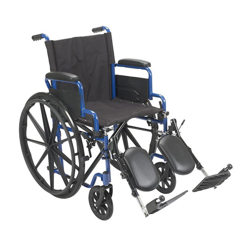 Drive Medical Blue Streak Wheelchair – Flip Back Desk Arms, Elevating Leg Rests, 16" Seat