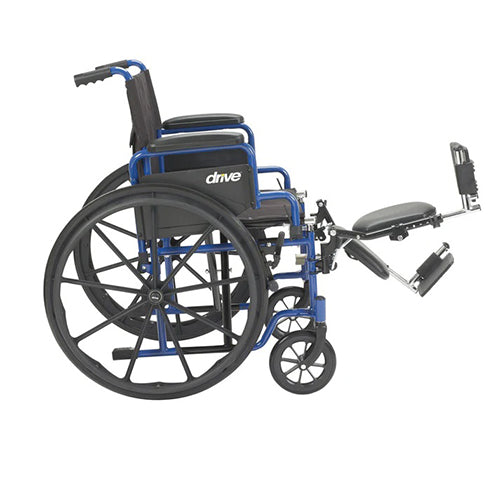 Drive Medical Blue Streak Wheelchair – Flip Back Desk Arms, Elevating Leg Rests, 18" Seat