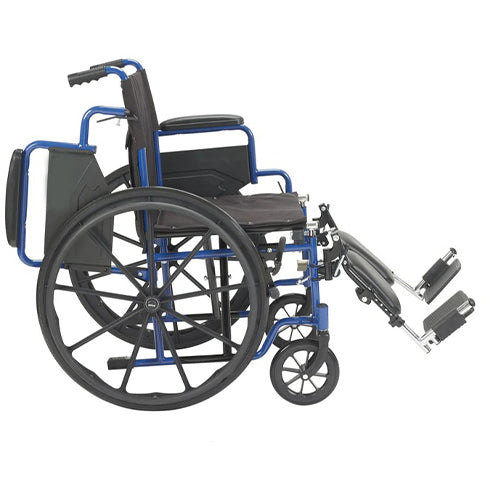 Drive Medical Blue Streak Wheelchair – Flip Back Desk Arms, Elevating Leg Rests, 18" Seat