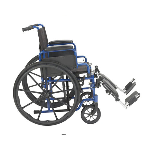 Drive Medical Blue Streak Wheelchair – Flip Back Desk Arms, Elevating Leg Rests, 20" Seat