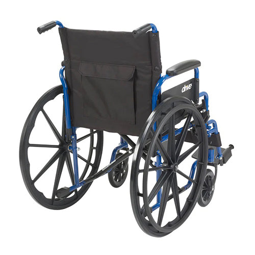 Drive Medical Blue Streak Wheelchair – Flip Back Desk Arms, Swing Away Footrests, 16" Seat