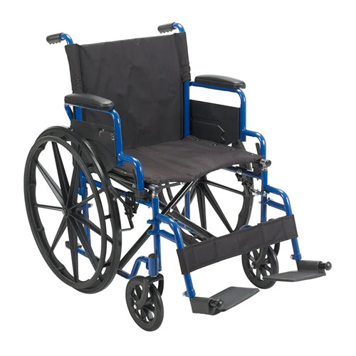 Drive Medical Blue Streak Wheelchair – Flip Back Desk Arms, Swing Away Footrests, 16" Seat