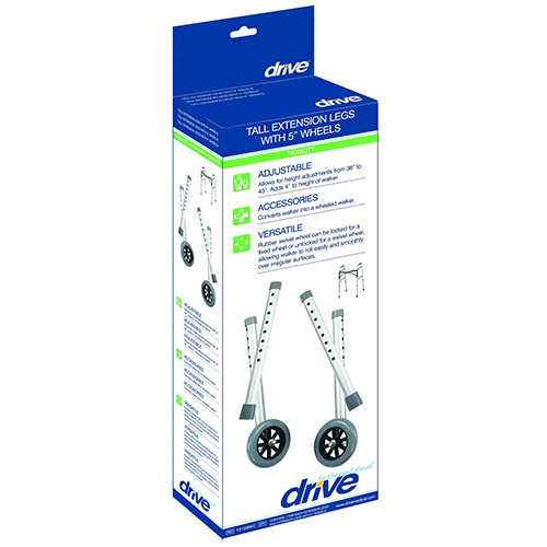 Extended Height Walker Legs & Wheels Combo – Adds 4", Up to 43" Height, 350 lb