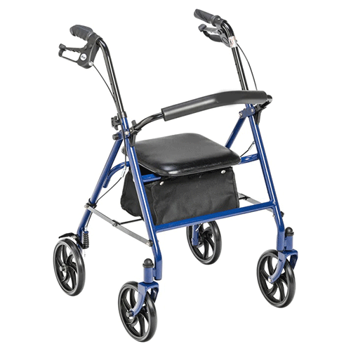 Four Wheel Walker Rollator with Fold-Up Back Support – Drive Medical, 7.5" Wheels