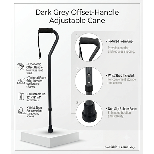 MOBB Offset Cane – Lightweight Aluminum, Push-Button Adjustable, 300 lb