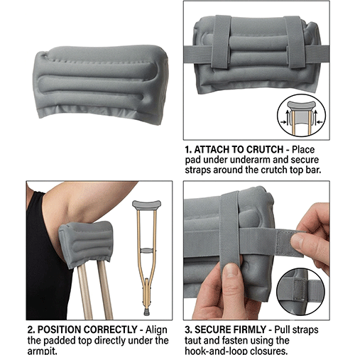 Mobb Crutch Comfort Air Cushion – Reduces Underarm Pressure, 300 lb