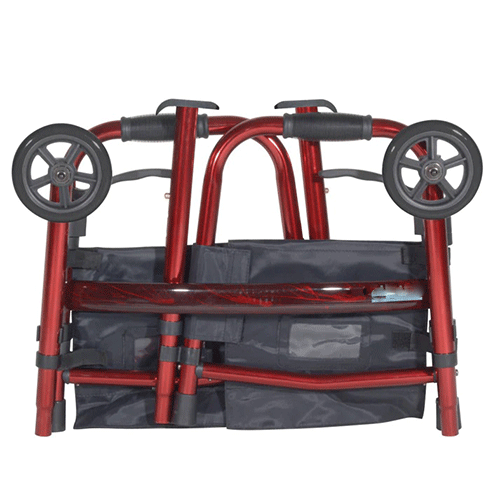 Portable Folding Travel Walker – 300 lb, Folds to Half Size, Side Storage Pockets