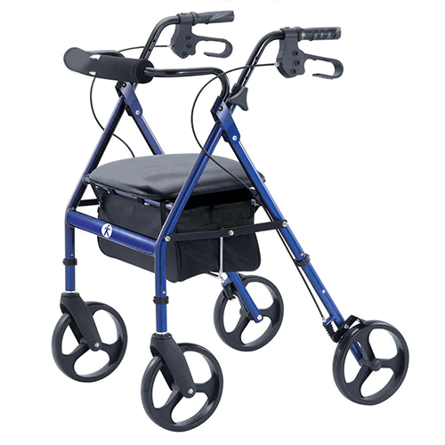 Portable Walker Rollator with Seat & Backrest – 8" Wheels, 300 lb, Blue