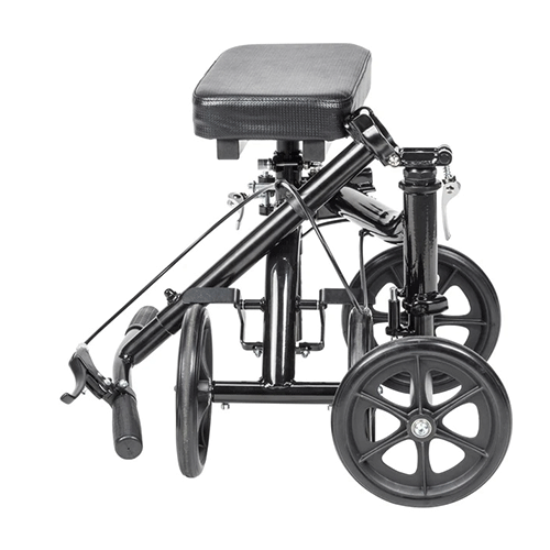 Steerable Folding Knee Walker – 350 lb, 8" Wheels, Push-Button Parking Brake