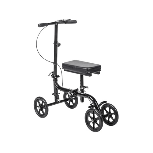 Steerable Folding Knee Walker – 350 lb, 8" Wheels, Push-Button Parking Brake