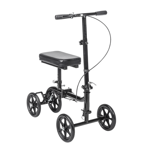 Steerable Folding Knee Walker – 350 lb, 8" Wheels, Push-Button Parking Brake