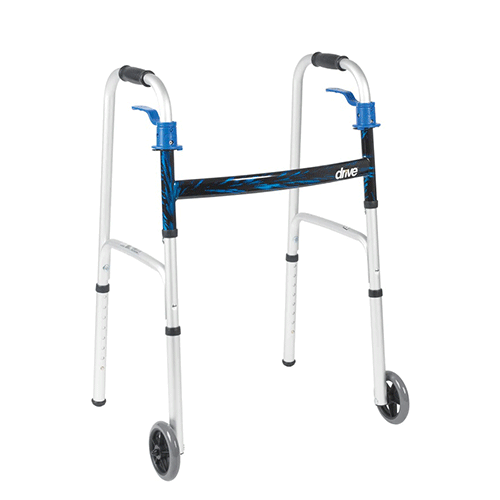 Trigger Release Folding Walker with 5" Wheels 350 lb, Easy for Weak Hands
