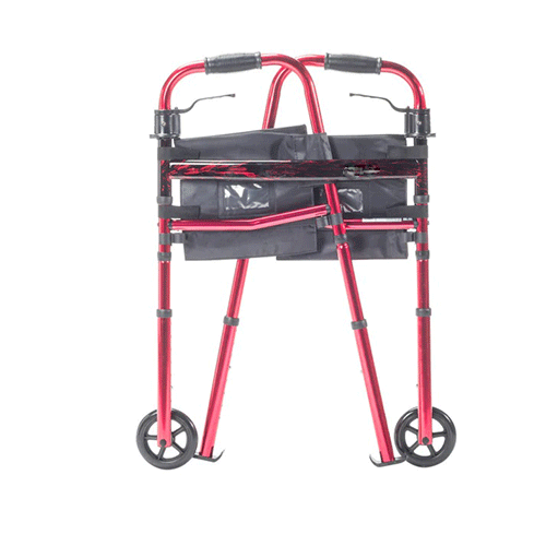 Portable Folding Travel Walker – 300 lb, Folds to Half Size, Side Storage Pockets