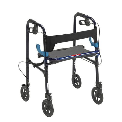 Walker Rollator Hybrid , 300 lb, 8" Wheels, Flip-Up Seat