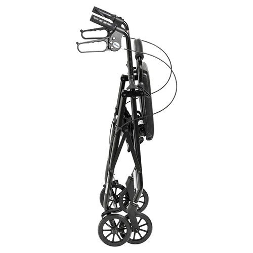 Walker Rollator with 6" Wheels & Fold-Up Back Support – 300 lb, 13 lb, Black