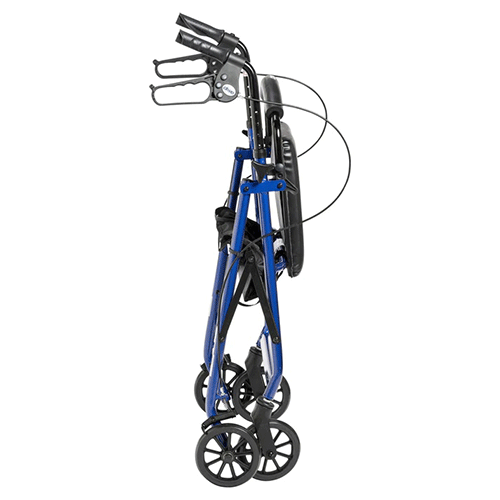 Walker Rollator with 6" Wheels & Fold-Up Back Support – 300 lb, 13 lb, Blue/
