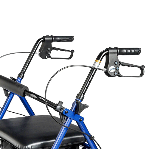 Walker Rollator with 6" Wheels & Fold-Up Back Support – 300 lb, 13 lb, Blue/