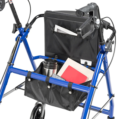 Walker Rollator with 6" Wheels & Fold-Up Back Support – 300 lb, 13 lb, Blue/