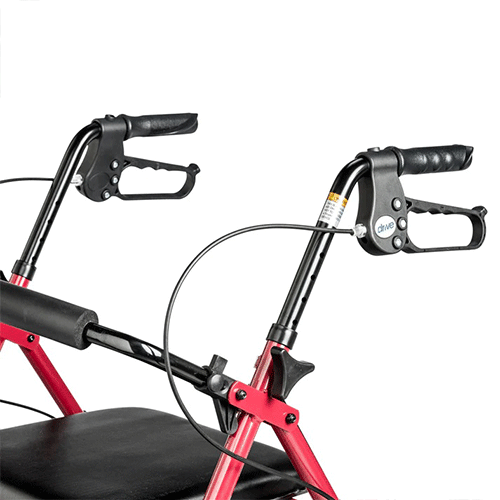 Walker Rollator with 6 Wheels & Fold-Up Back Support – 300 lb, 13 lb, Red