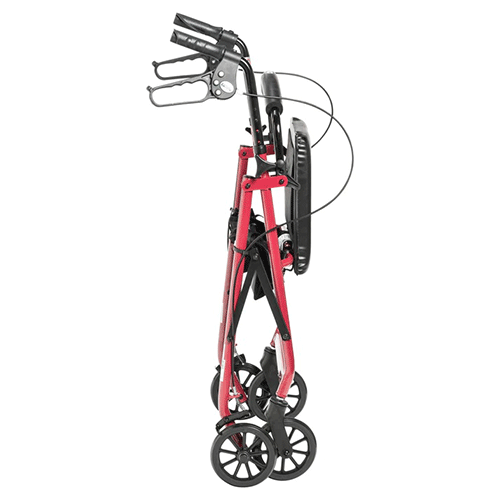 Walker Rollator with 6 Wheels & Fold-Up Back Support – 300 lb, 13 lb, Red