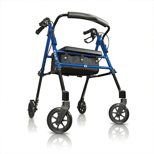 Walker Rollator with Padded Seat & Storage Bag – Fit Walker, 250 lb, Pacific Blue