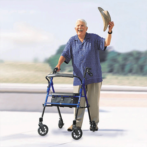 Walker Rollator with Padded Seat & Storage Bag – Fit Walker, 250 lb, Pacific Blue