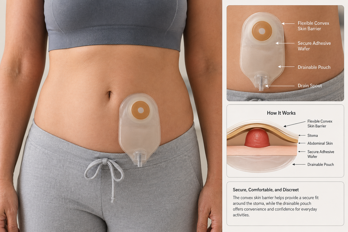 One Piece closed end Ostomy Pouch